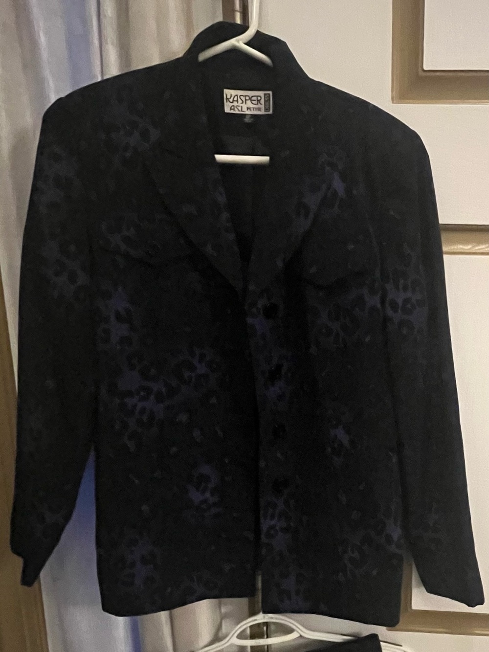 Kasper Black Leopard-Print Blazer and Skirt Set